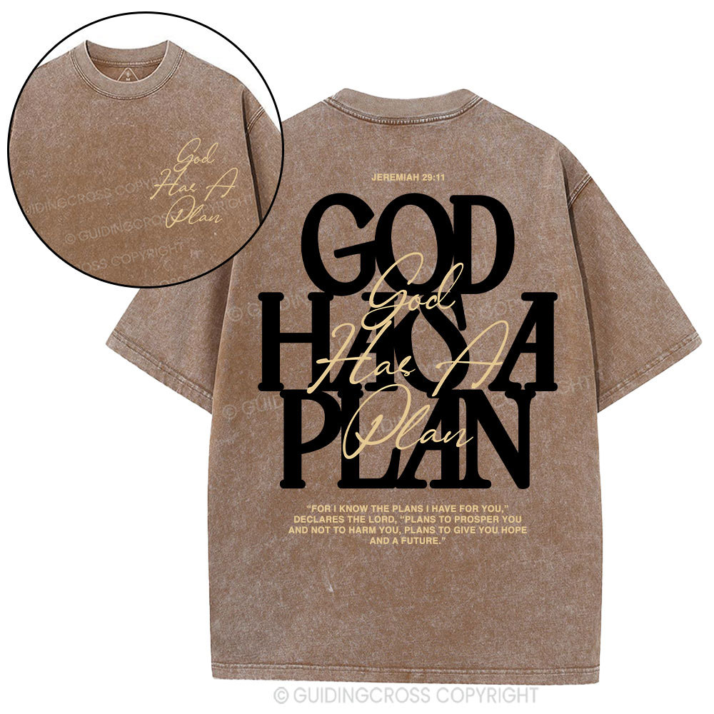 God Has A Plan Christian Washed T-Shirt