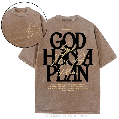 God Has A Plan Christian Washed T-Shirt