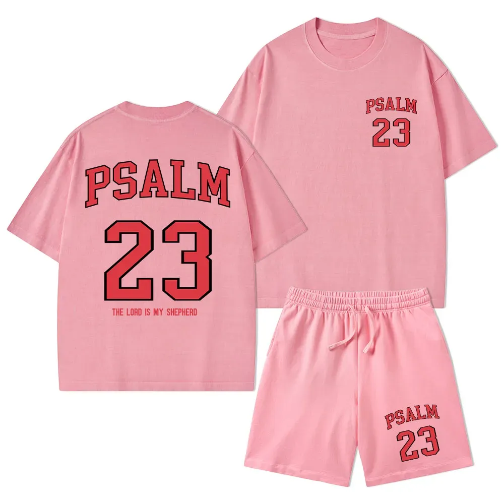 Psalm 23 Christian Washed T-Shirt & Shorts