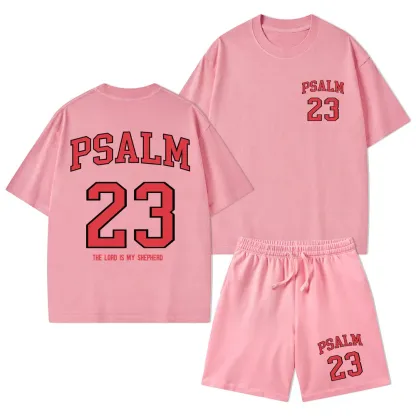 Psalm 23 Christian Washed T-Shirt & Shorts