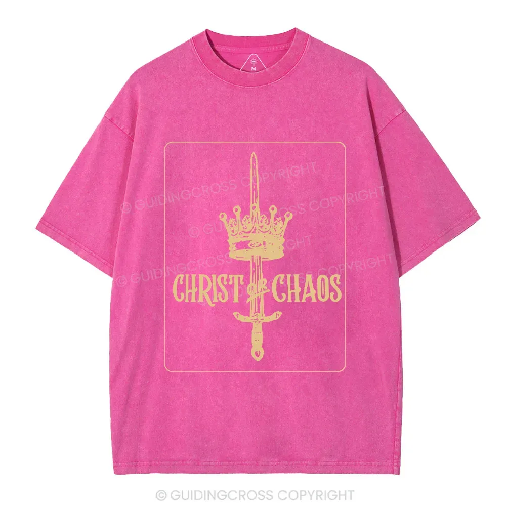 Christ Or Chaos Christian Washed T-Shirt