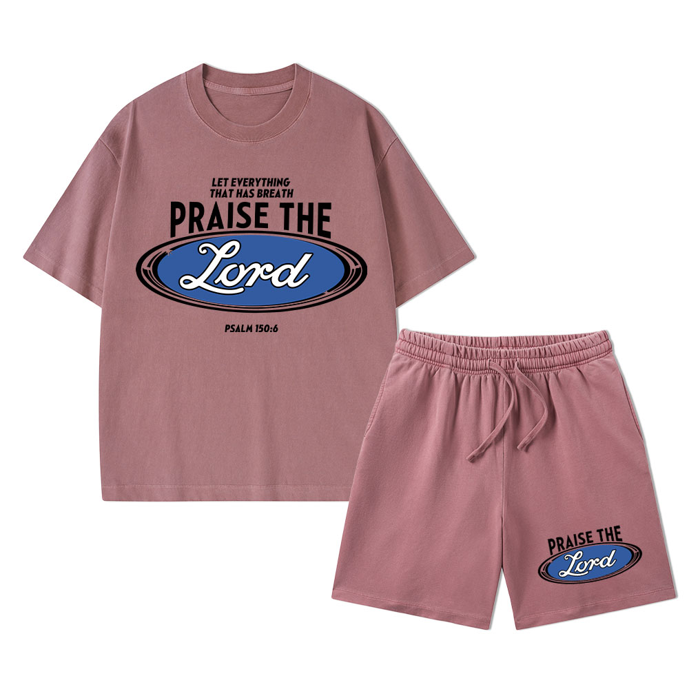 Praise The Lord Christian Washed T-Shirt & Shorts