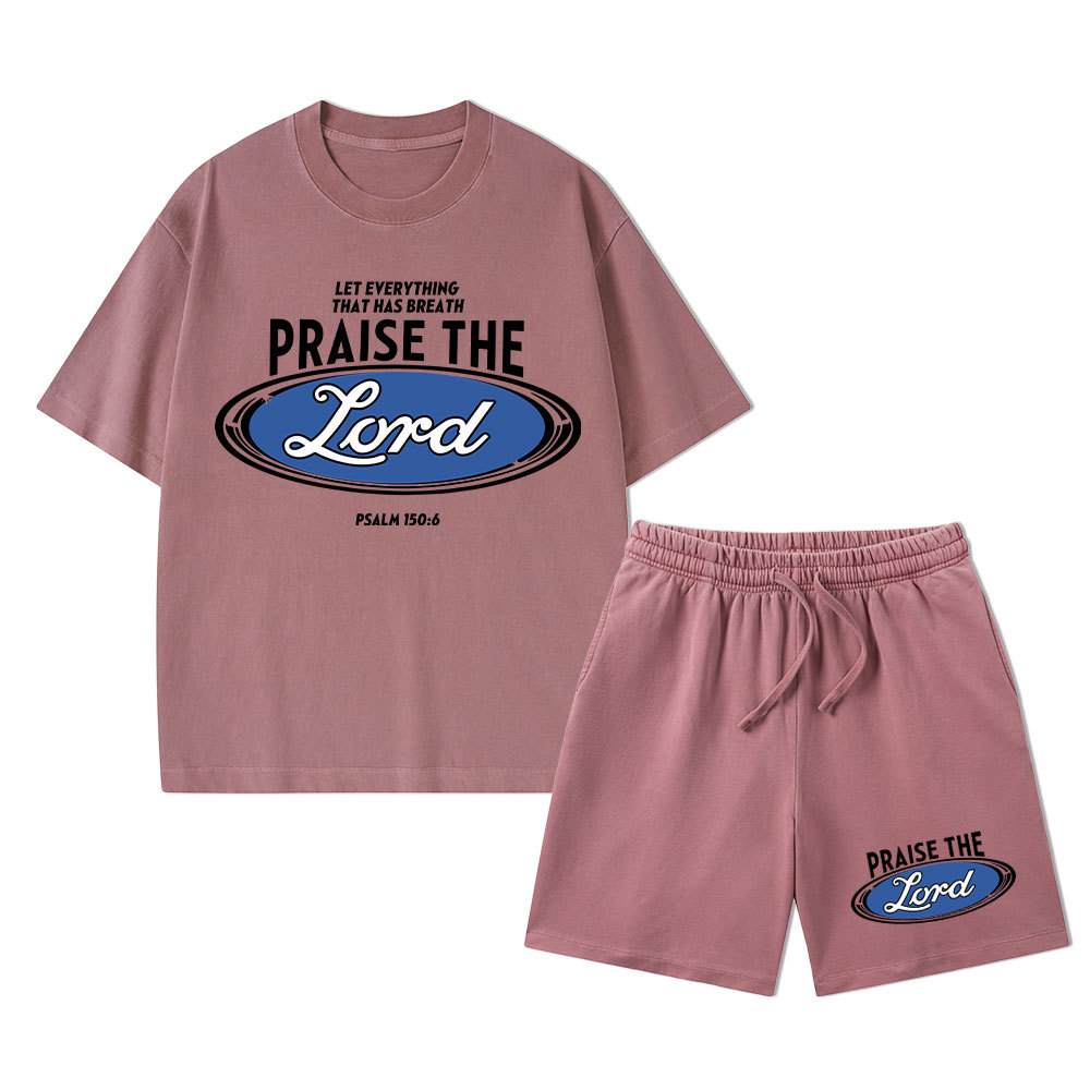 Praise The Lord Christian Washed T-Shirt & Shorts