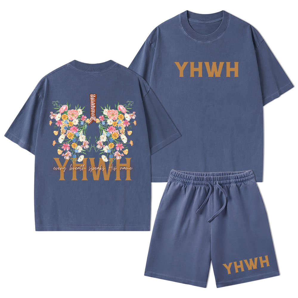 YHWH Every Breath Speaks His Name Christian Washed T-Shirt & Shorts