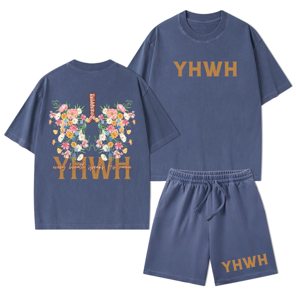YHWH Every Breath Speaks His Name Christian Washed T-Shirt & Shorts