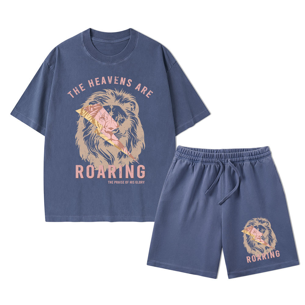 The Heavens Are Roaring Christian Washed T-Shirt & Shorts