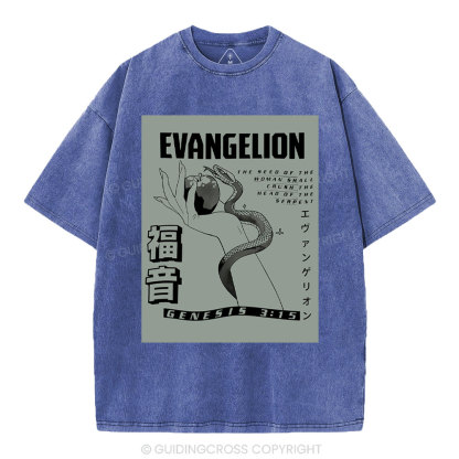 Evangelion Chirstian Washed T-Shirt