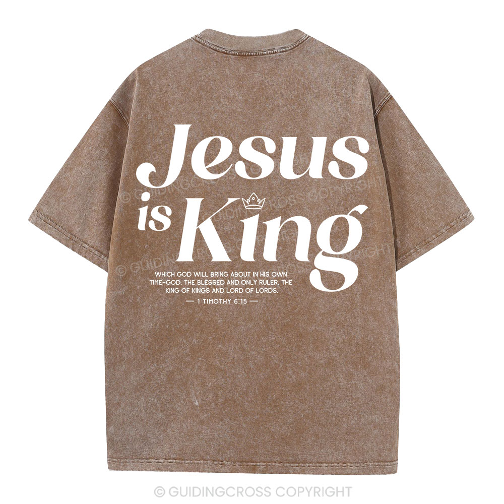 Jesus Is King Christian Washed T-Shirt
