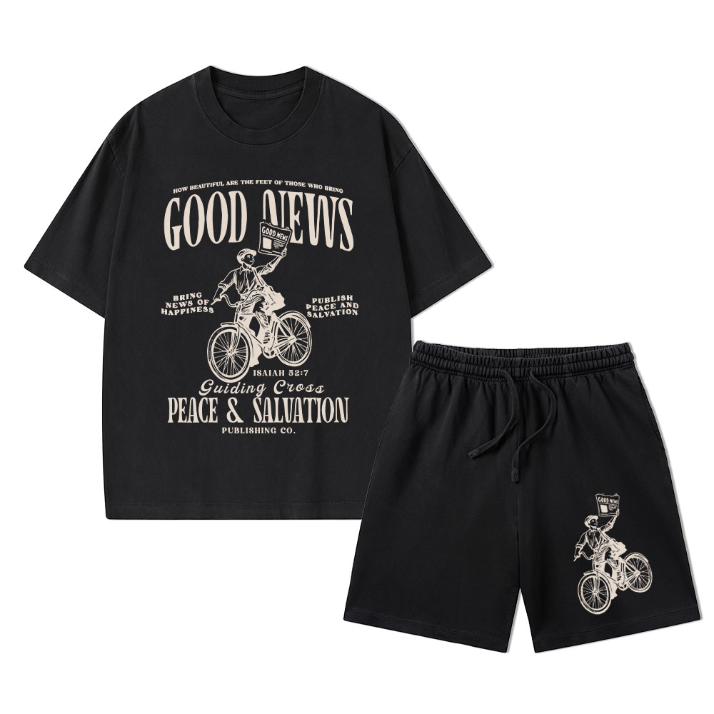 Good News Christian Washed T-Shirt & Shorts