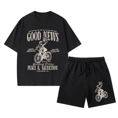 Good News Christian Washed T-Shirt & Shorts