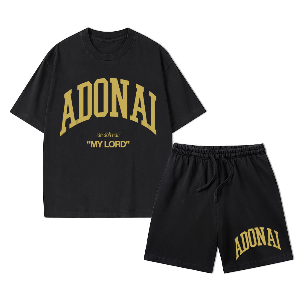 ADONAI My Lord Christian Washed T-Shirt & Shorts