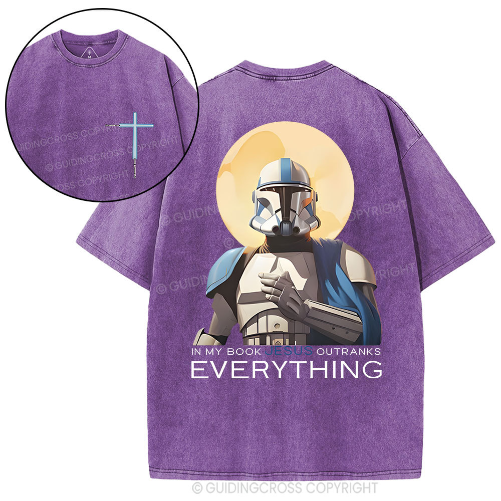 In My Book Jesus Outranks Everything Christian Washed T-Shirt
