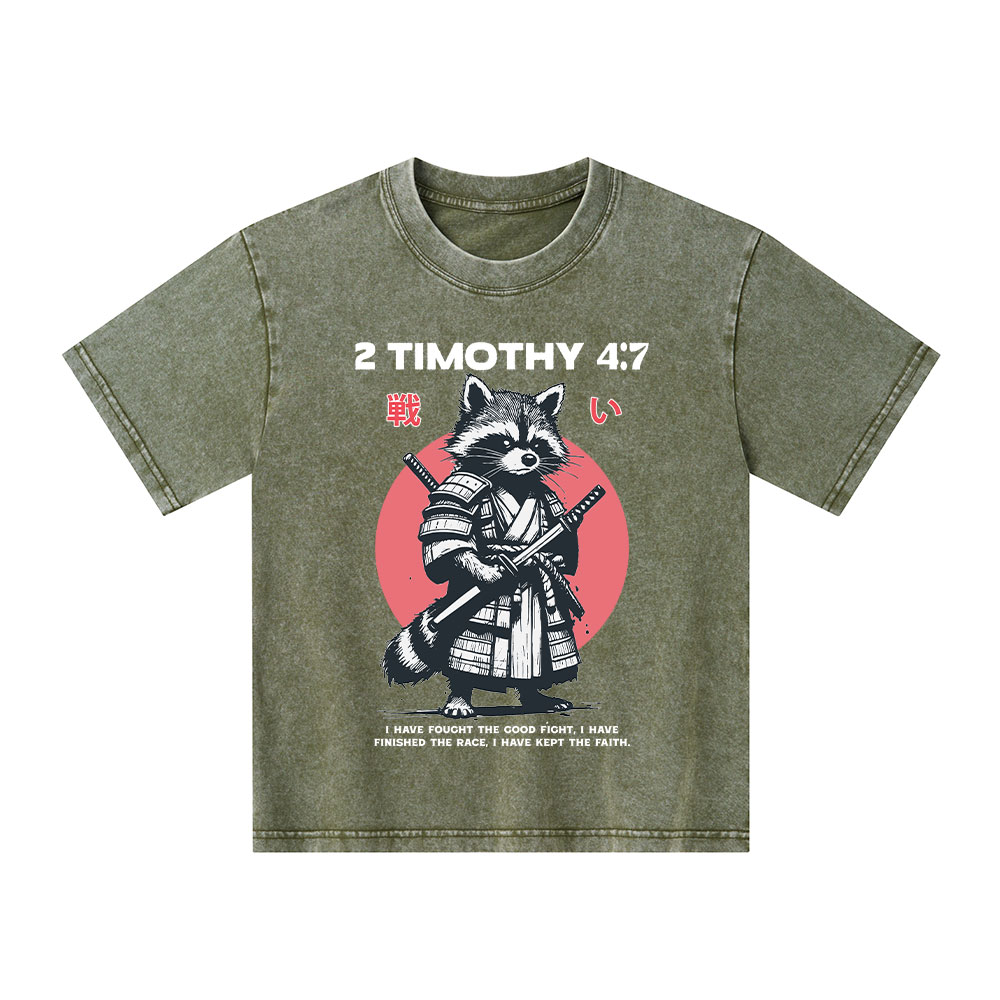 Fought The Good Fight Raccoon Kid Washed T-Shirt