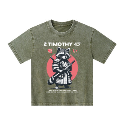 Fought The Good Fight Raccoon Kid Washed T-Shirt