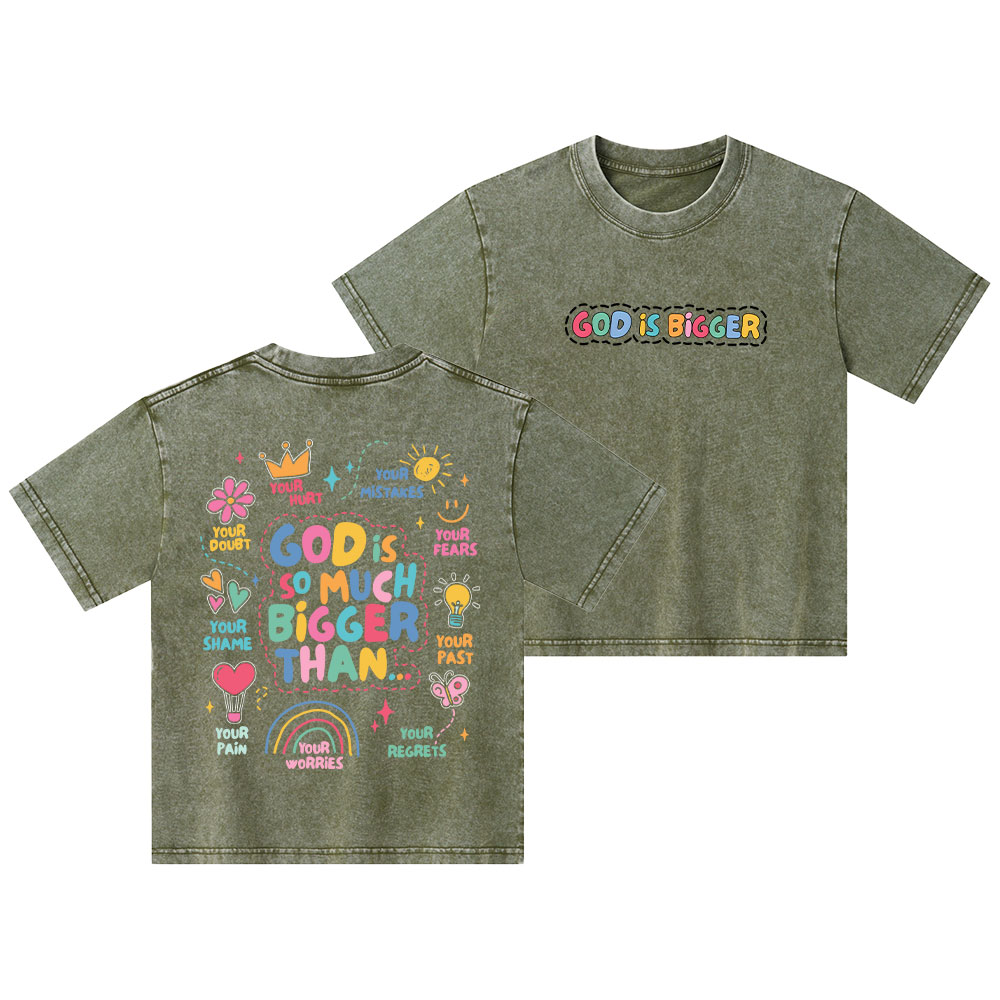 God Is Bigger Kid Washed T-Shirt