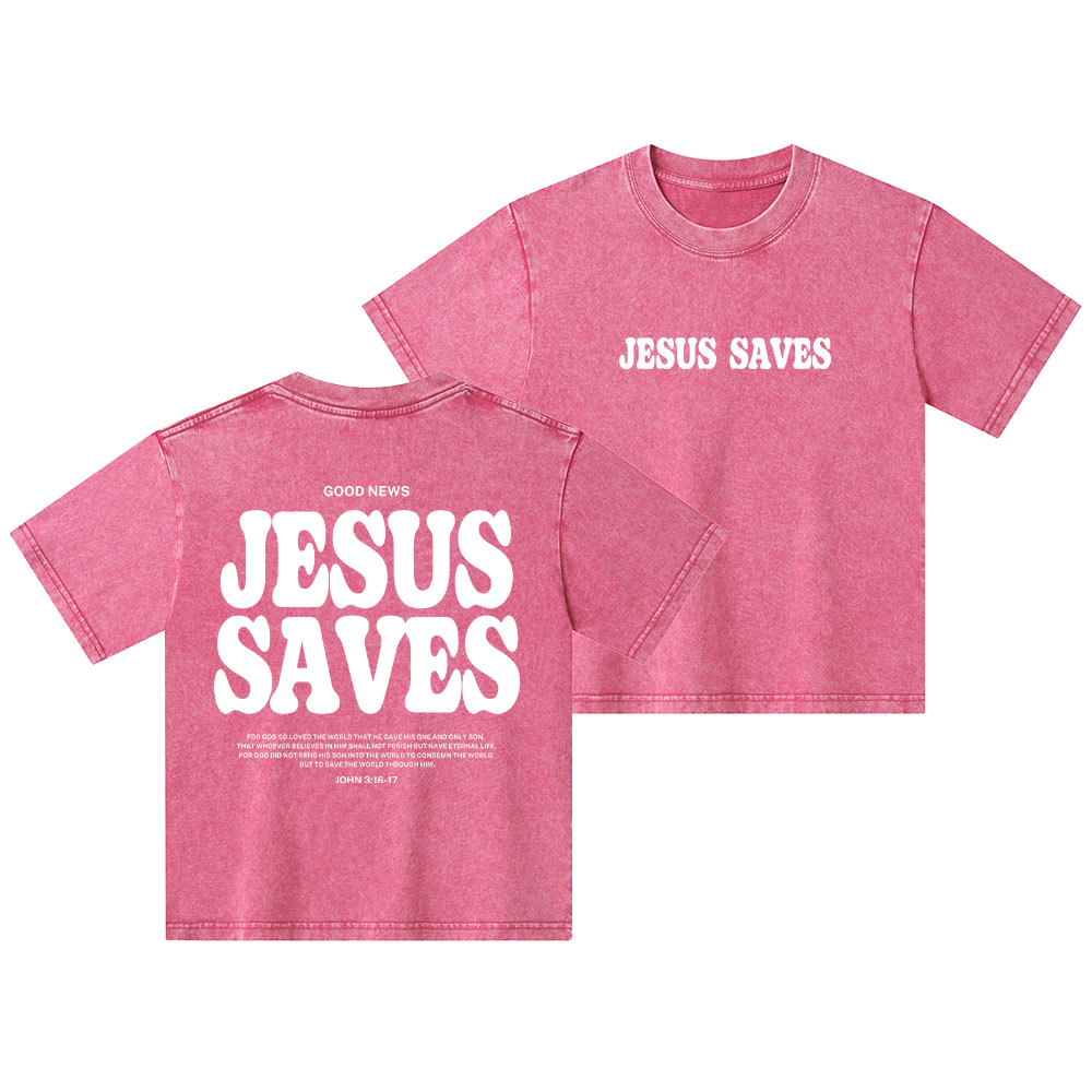 Jesus Saves Kid Washed T-Shirt