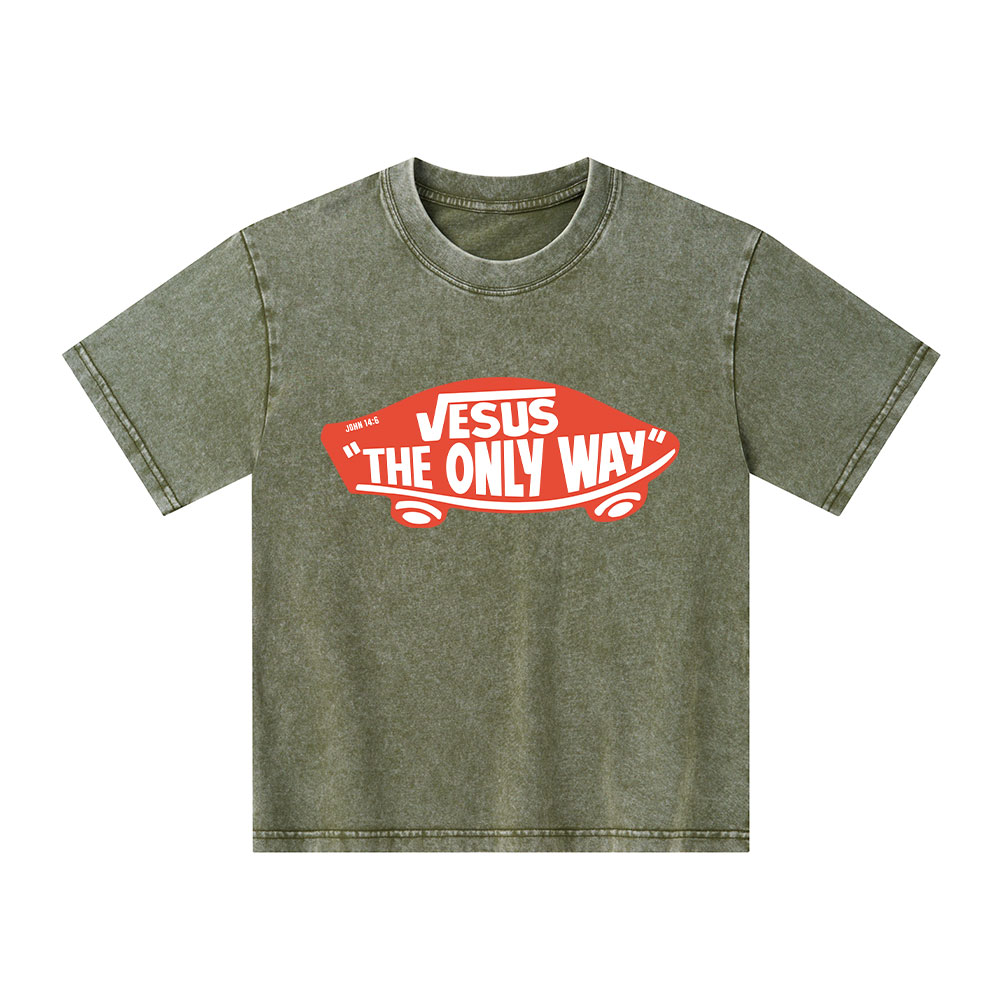 Jesus The Only Way Kid Washed T-Shirt