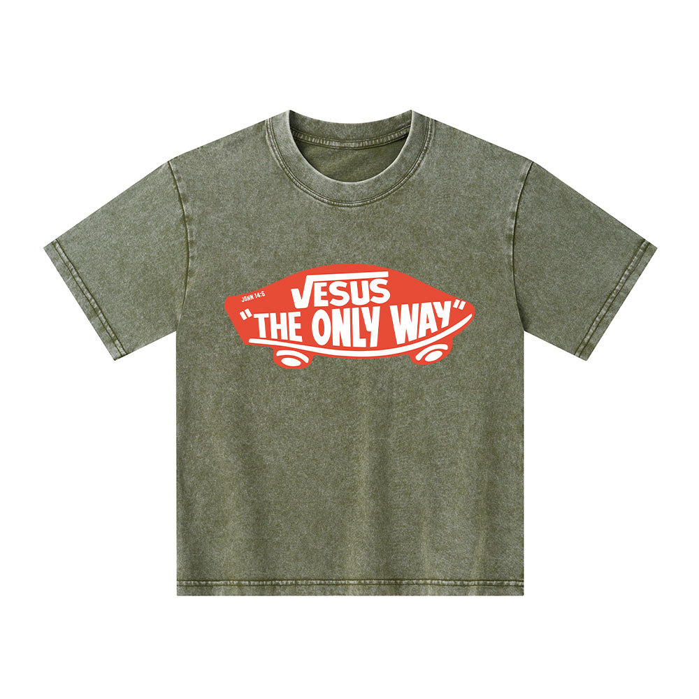 Jesus The Only Way Kid Washed T-Shirt