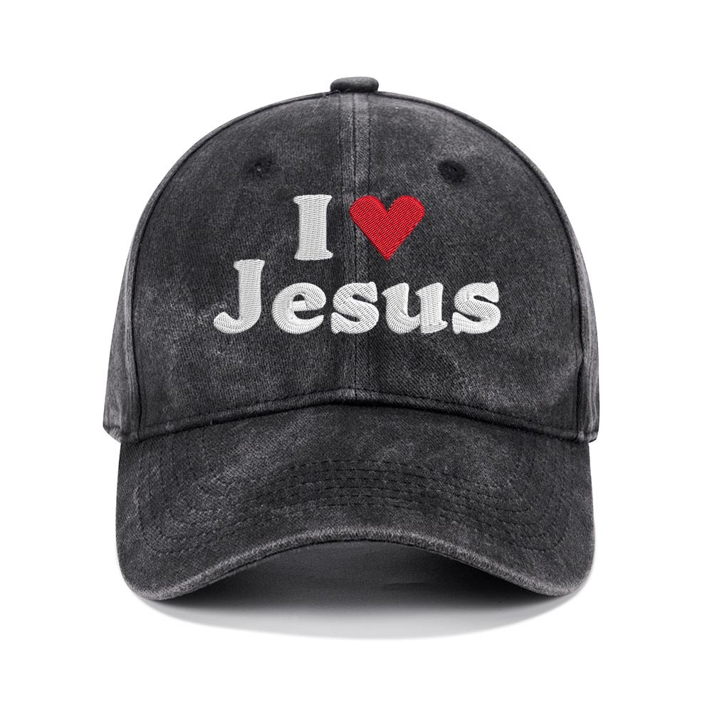 I Love Jesus Christian Washed Hat