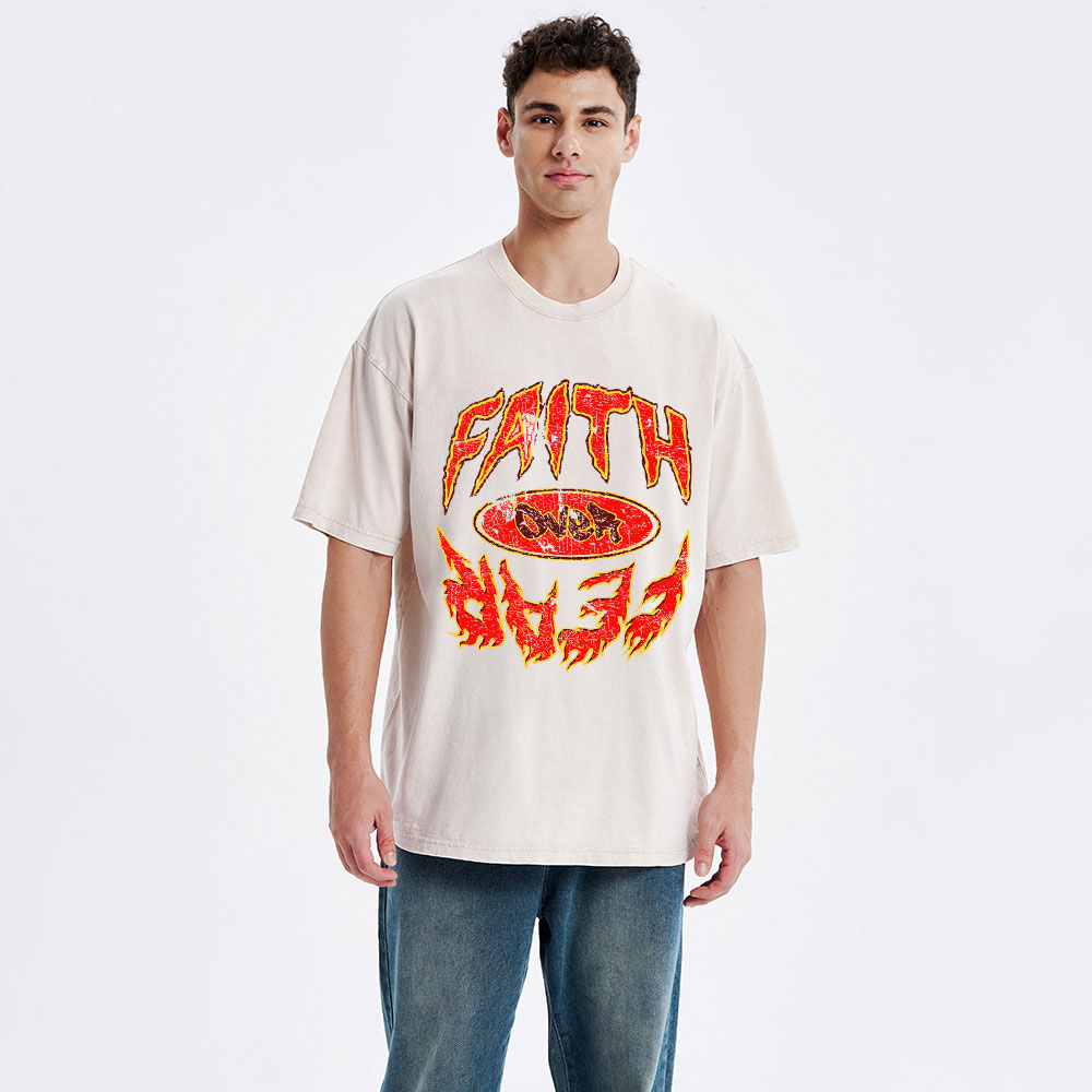 Faith Over Fear Christian Washed T-Shirt