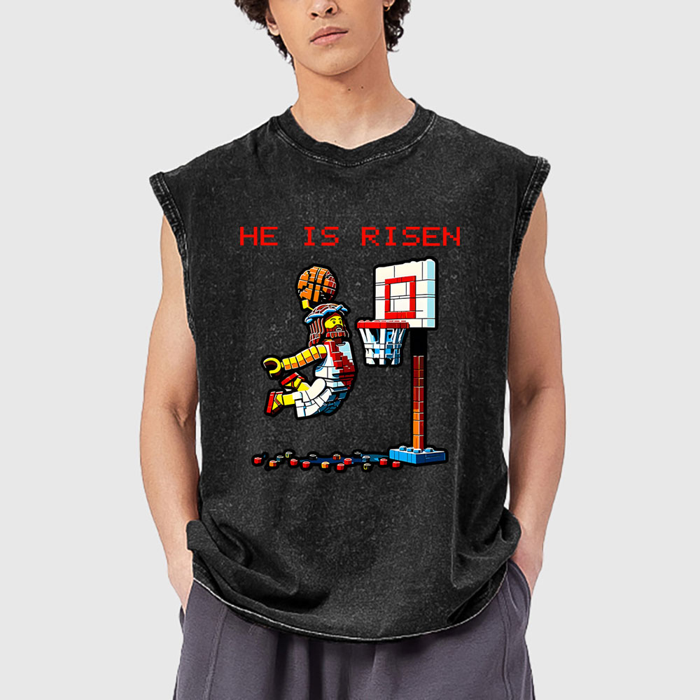 He Is Risen Christian Washed Tank Top