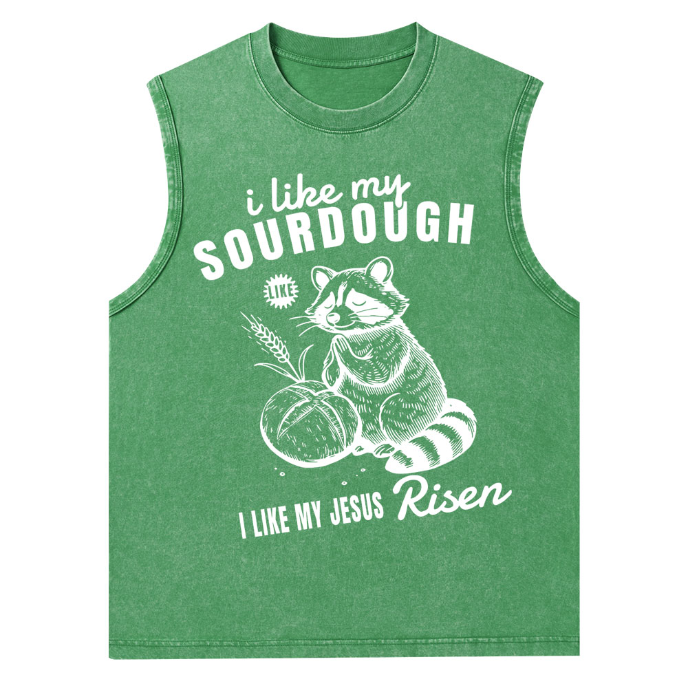 I Like My Jesus Risen Christian Washed Tank Top