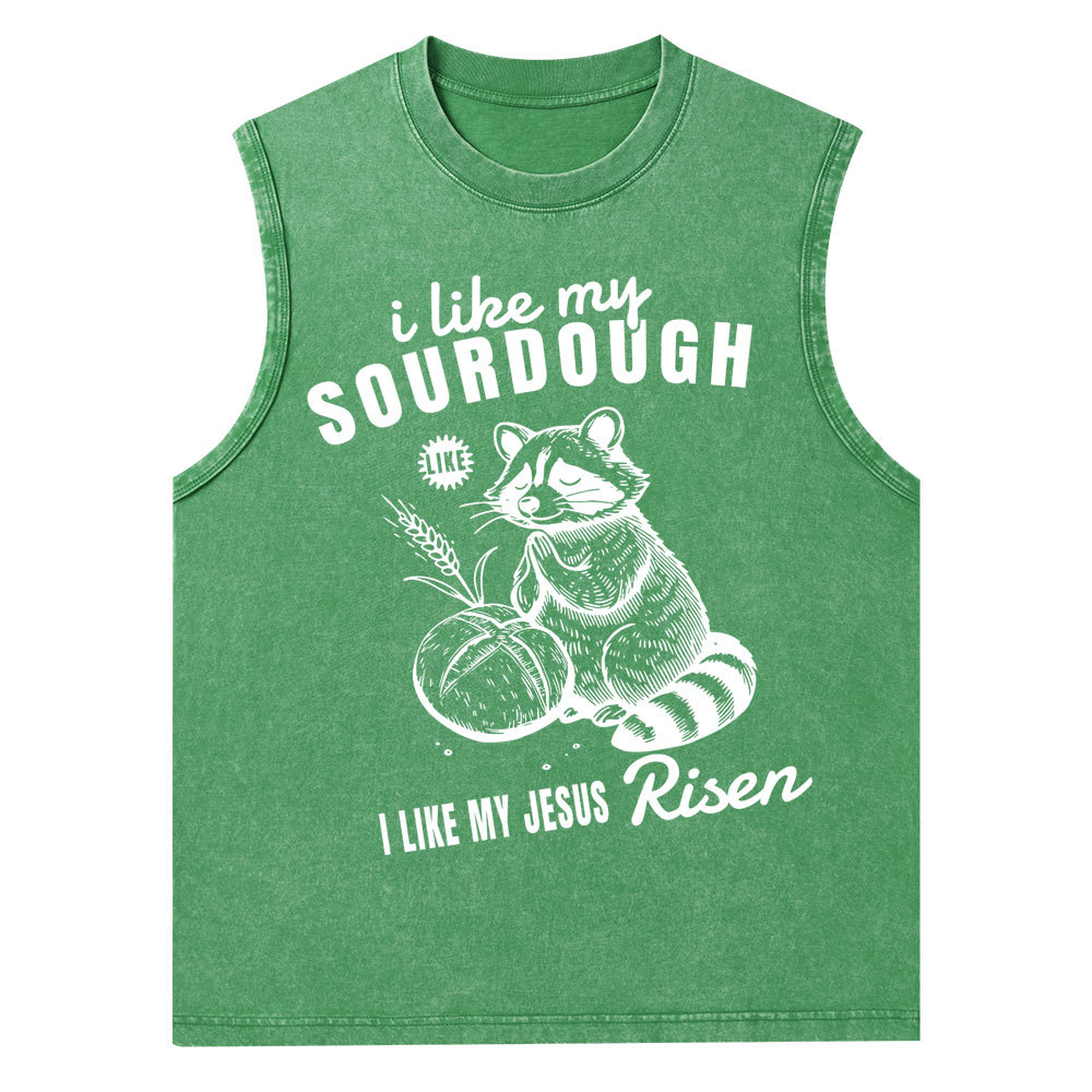 I Like My Jesus Risen Christian Washed Tank Top