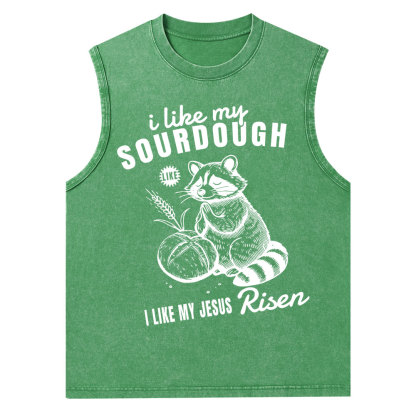 I Like My Jesus Risen Christian Washed Tank Top