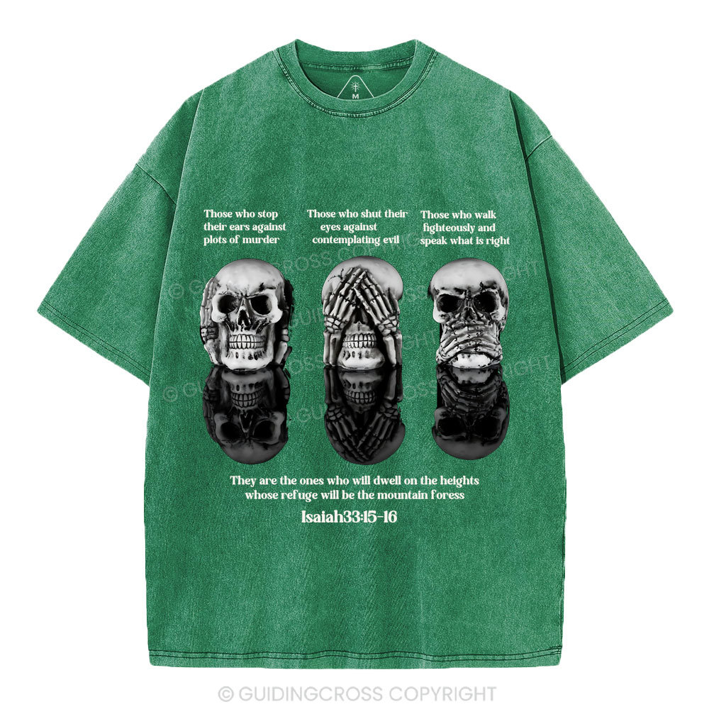 No Evil See No Evil Speak No Evil  Chrisian Washed T-Shirt