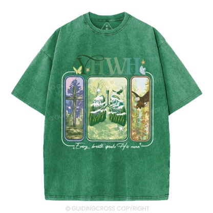 YHWH Every Breath Speaks His Name Christian Washed T-Shirt
