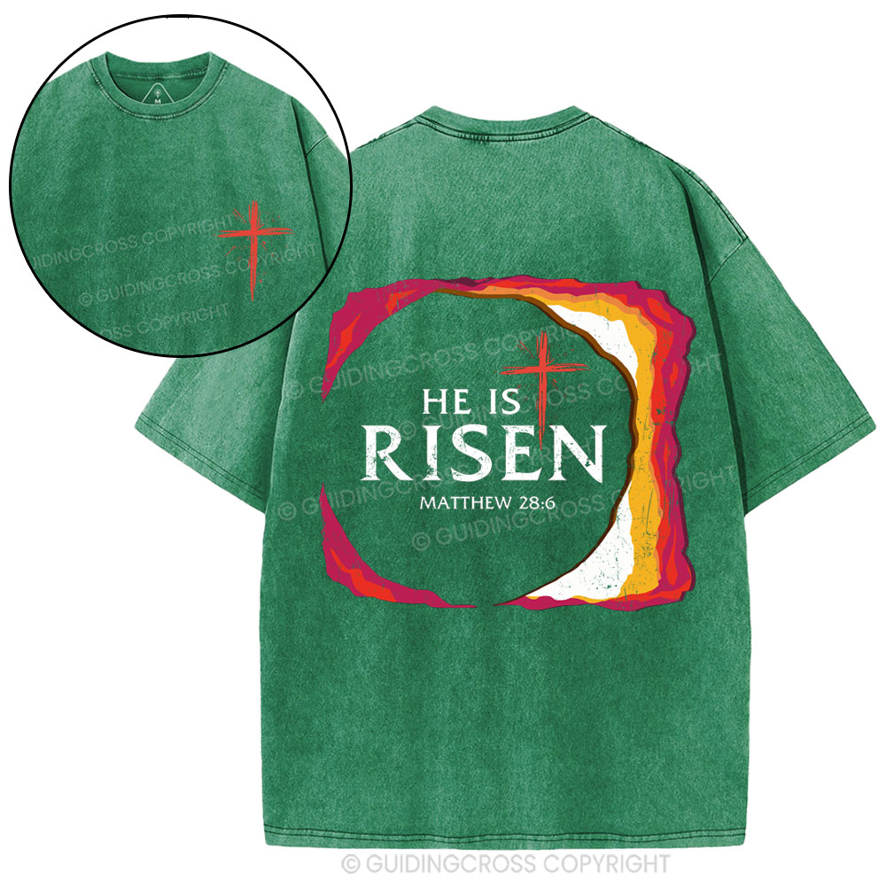 He Is Risen Christian Washed T-Shirt