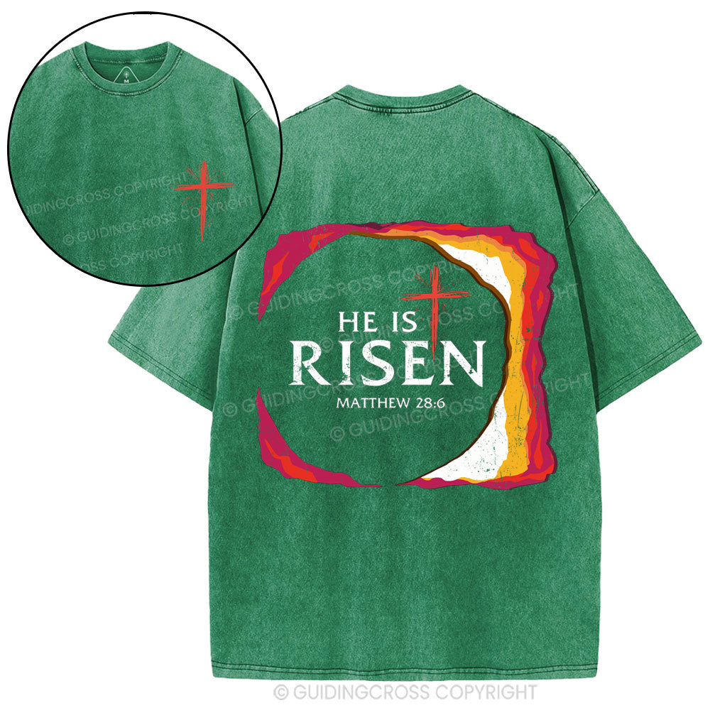 He Is Risen Christian Washed T-Shirt