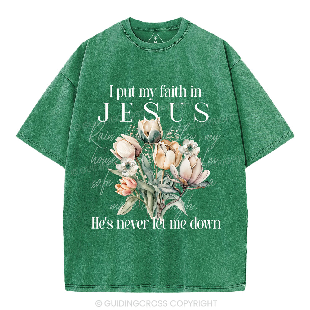 I Put My Faith In Jesus Christian Washed T-Shirt