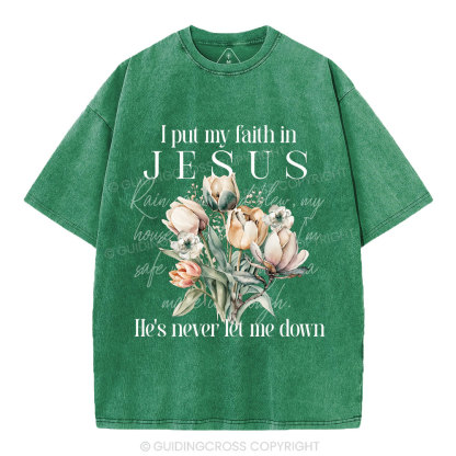 I Put My Faith In Jesus Christian Washed T-Shirt