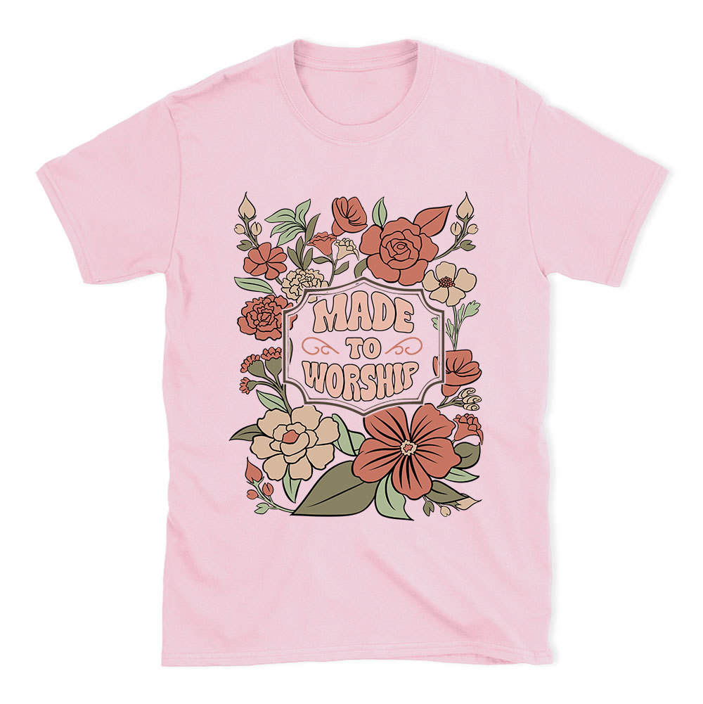 Made To Worship Retro Floral Christian T-Shirt
