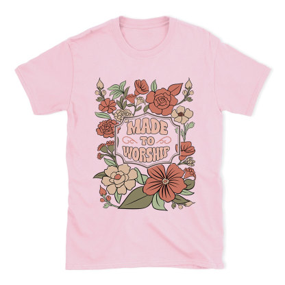 Made To Worship Retro Floral Christian T-Shirt
