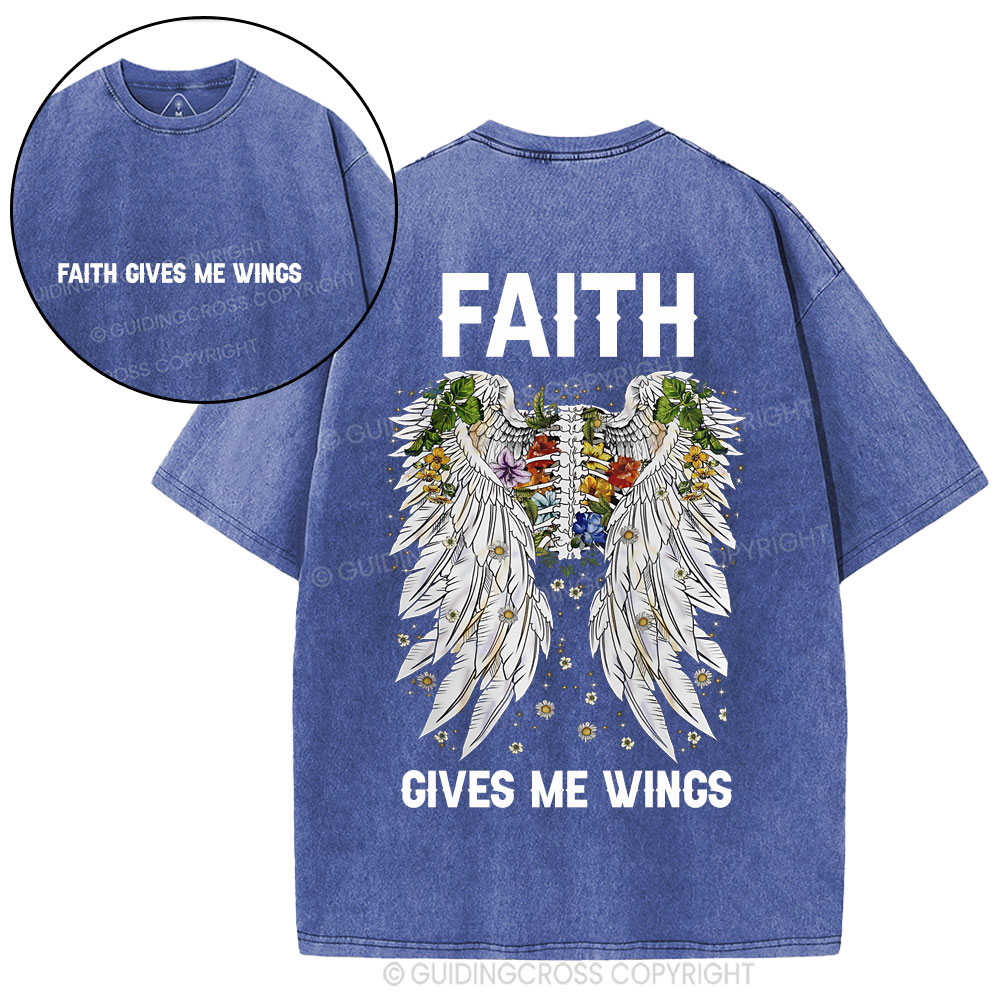 Faith Gives Me Wings Christian Washed T-Shirt