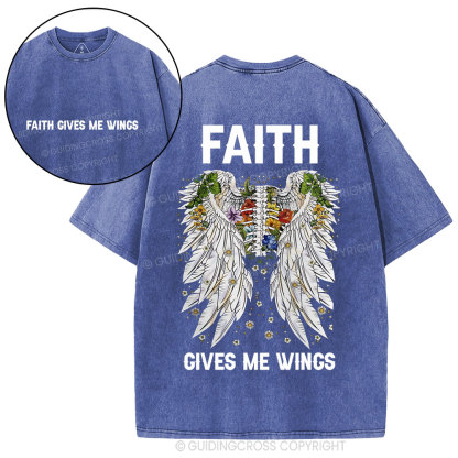 Faith Gives Me Wings Christian Washed T-Shirt