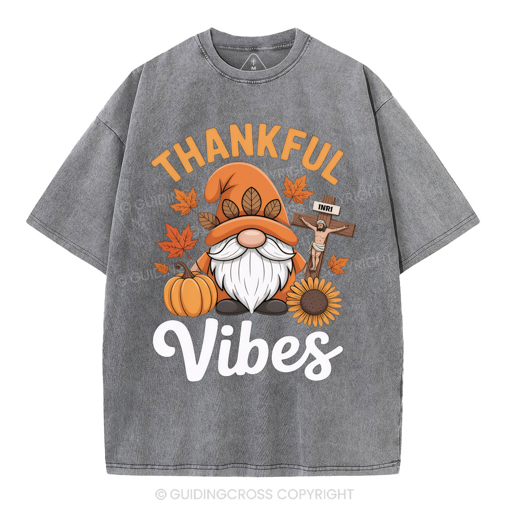 Thankful Vibes Christian Washed T-Shirt