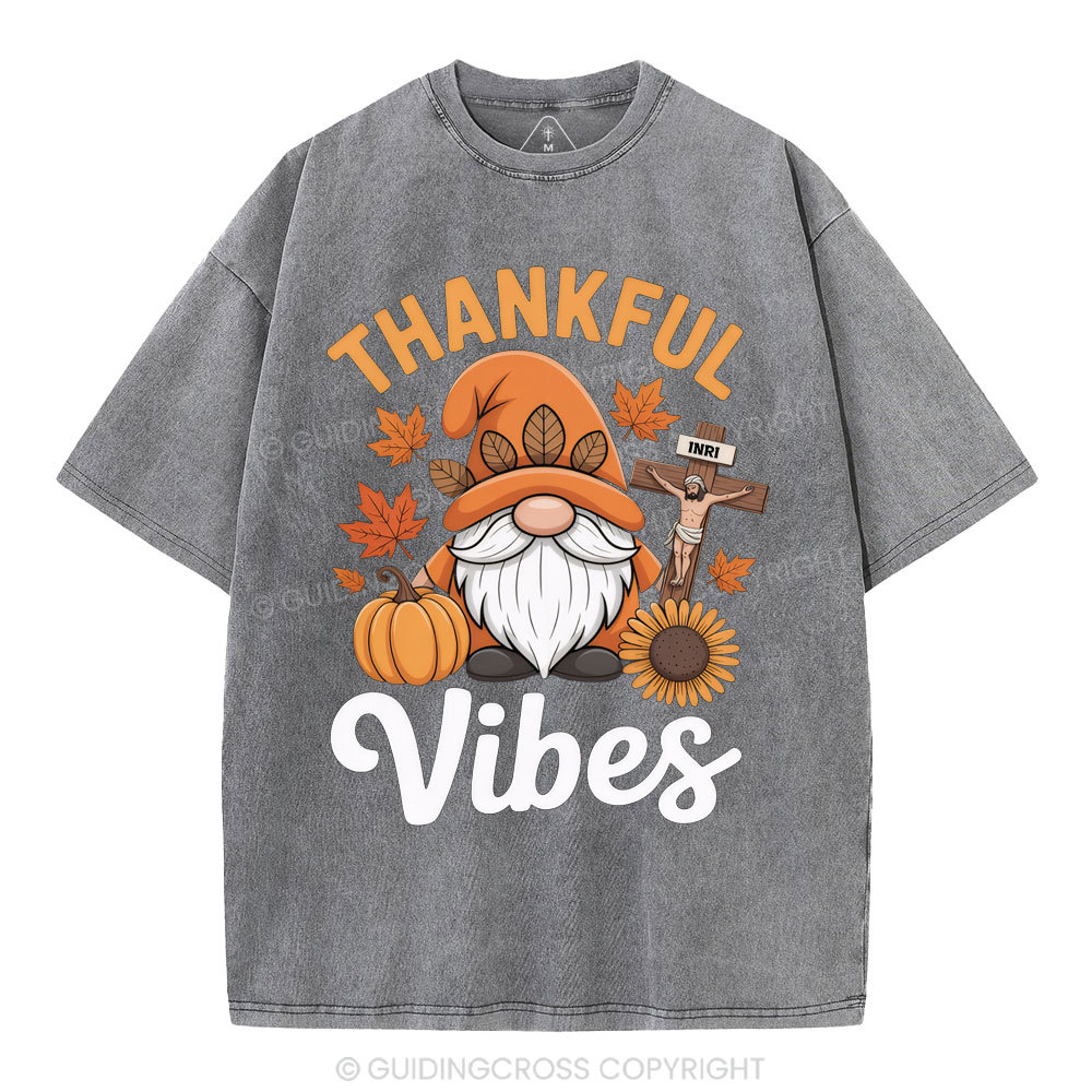 Thankful Vibes Christian Washed T-Shirt