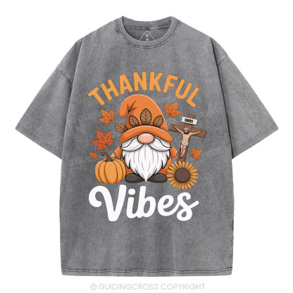 Thankful Vibes Christian Washed T-Shirt
