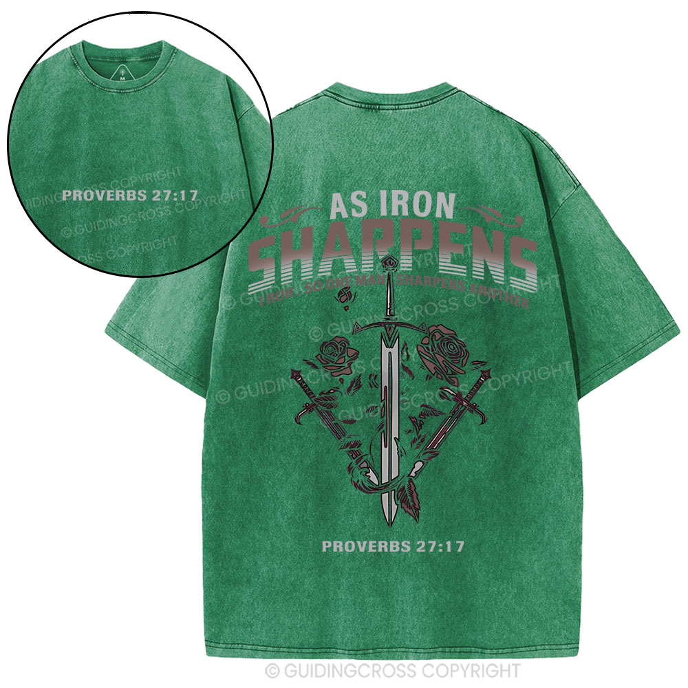 As Iron Sharpens Christian Washed T-Shirt