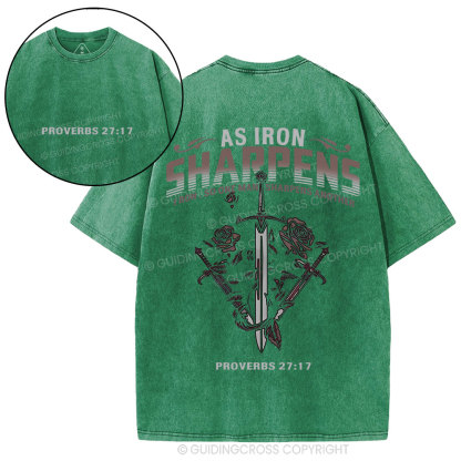 As Iron Sharpens Christian Washed T-Shirt
