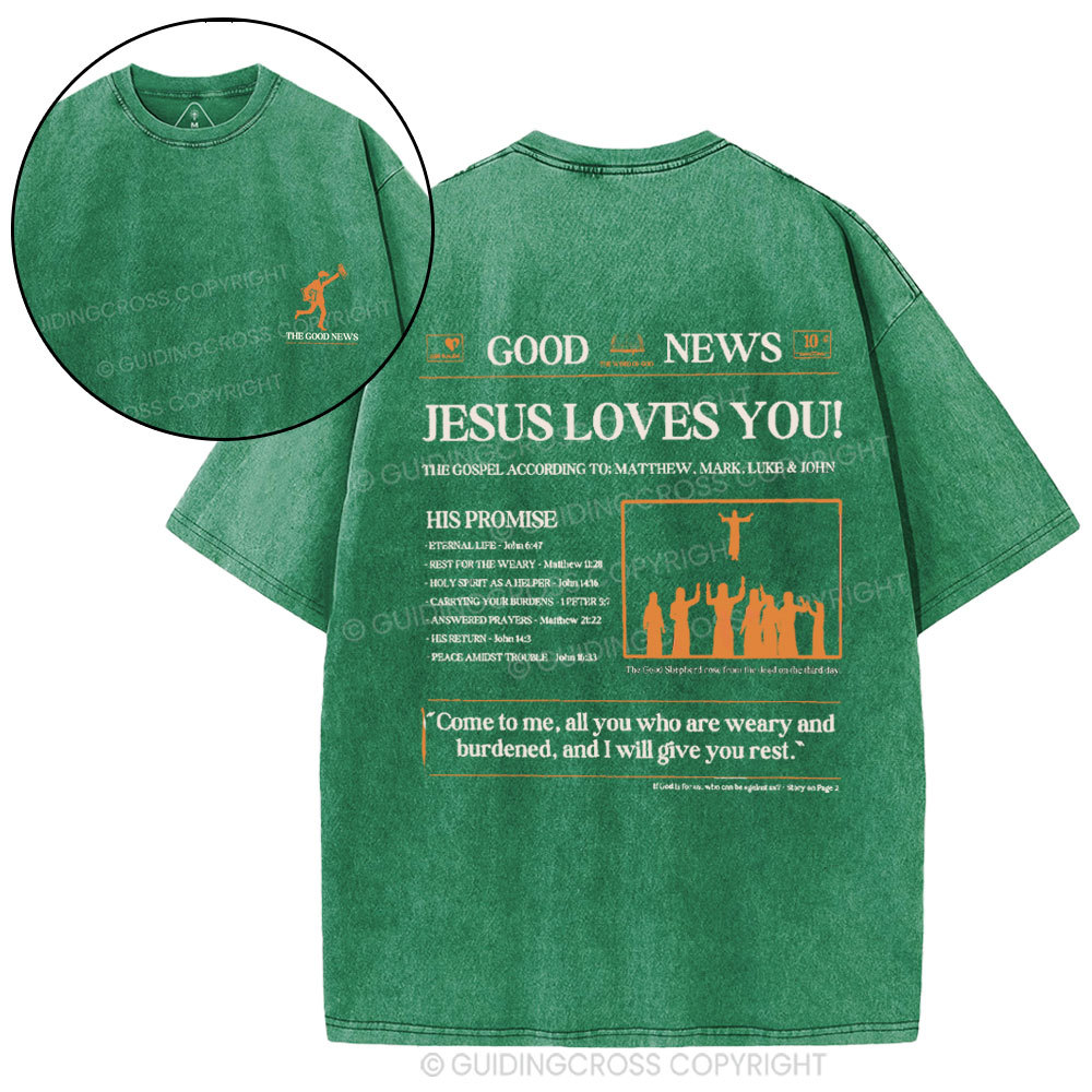 Jesus Loves You Christian Washed T-Shirt