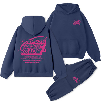 Fearfully & Wonderfully Made Christian Premium Fleece Hoodie Set