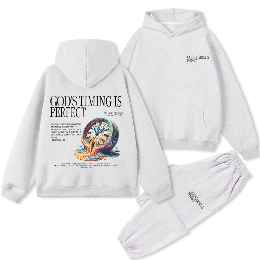 God's Timing Is Perfexct Christian Premium Fleece Hoodie Set