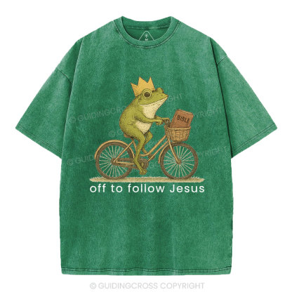Off Follow Jesus Christian Washed T-Shirt