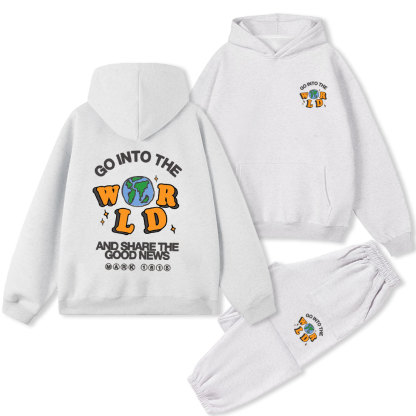 Go Into The World And Share The Good News Christian Premium Fleece Hoodie Set