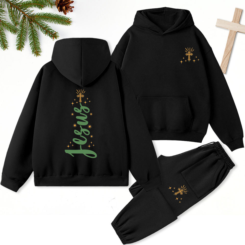 Jesus Christian Christmas Premium Fleece Hoodie Set