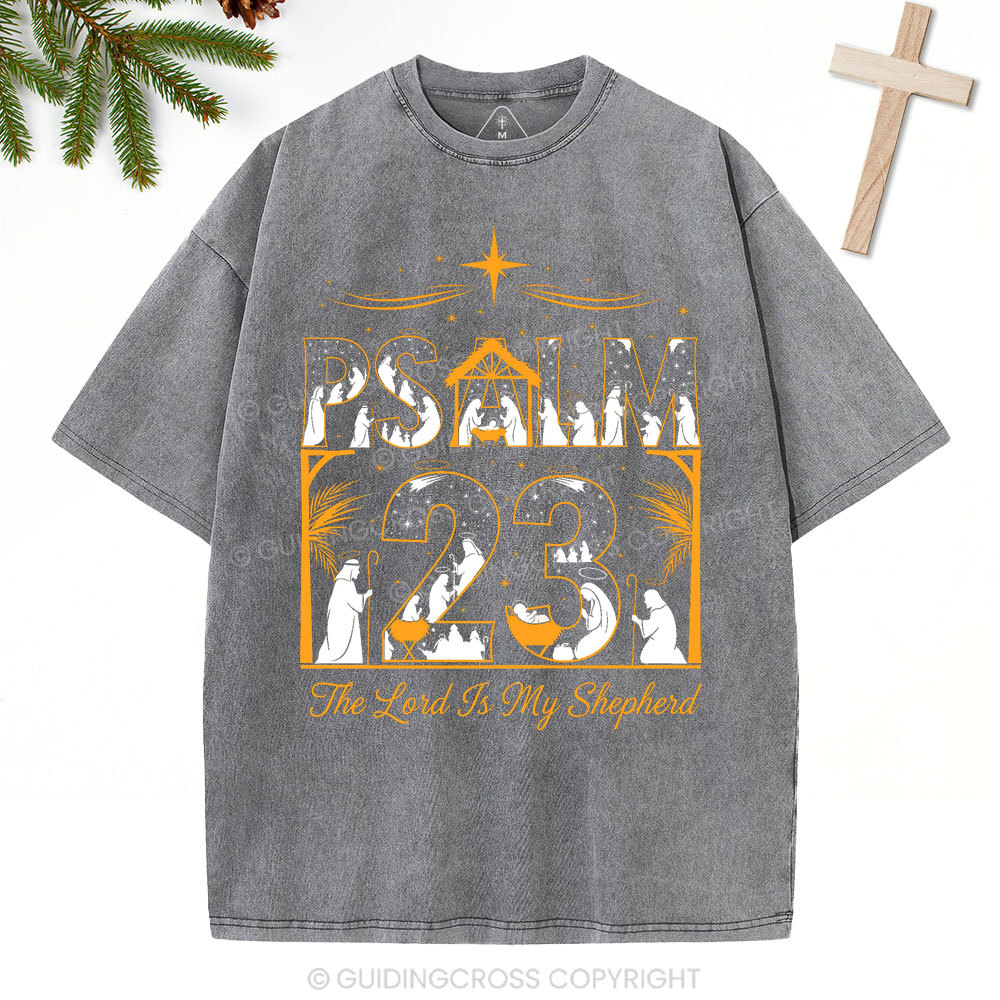 Psalm 23 Christian Christmas Washed T-Shirt